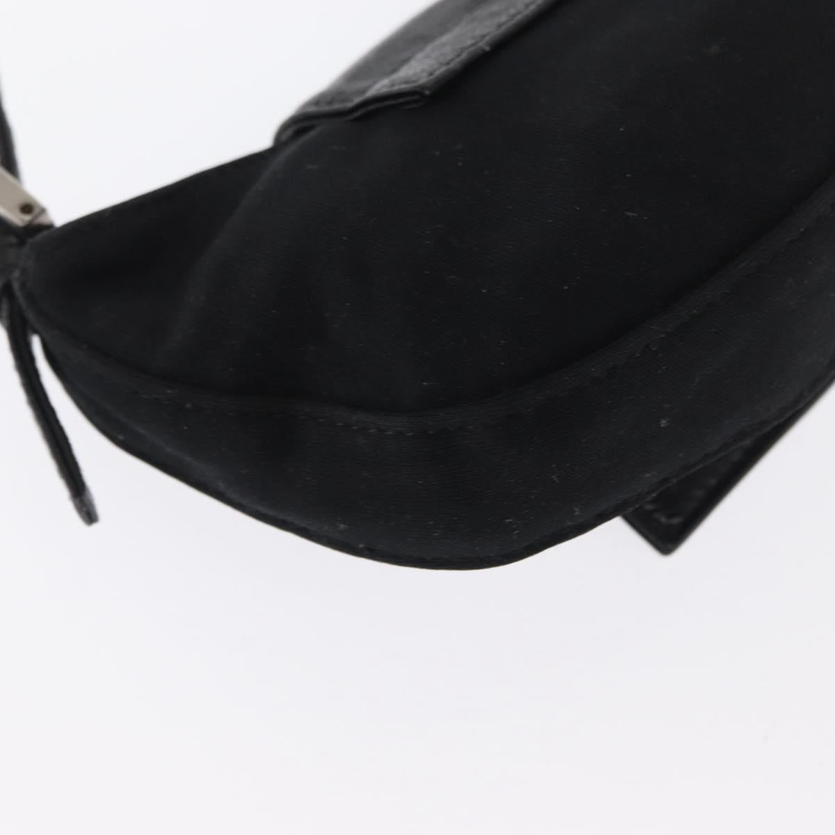 FENDI Mini Croissant Hand Bag Nylon Black Silver Auth 169646