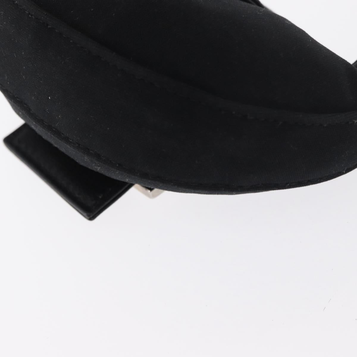 FENDI Mini Croissant Hand Bag Nylon Black Silver Auth 169646