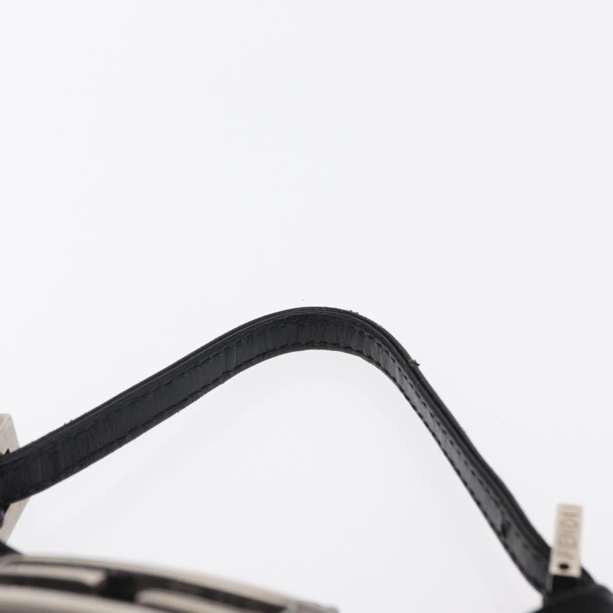 FENDI Mini Croissant Hand Bag Nylon Black Silver Auth 169646