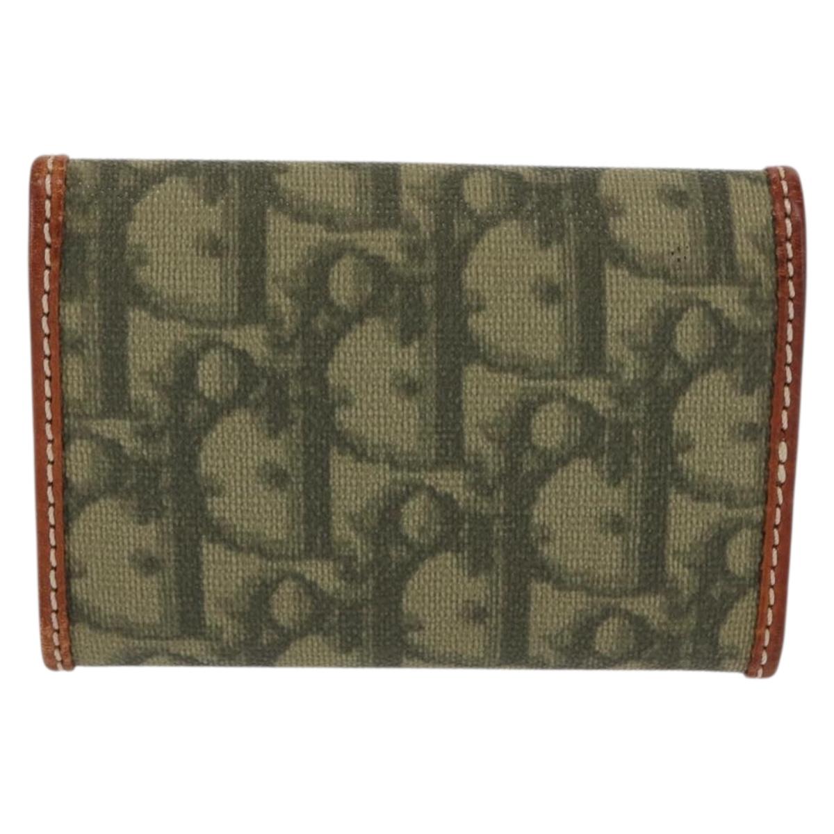 Christian Dior Trotter Romantic Key Case PVC Khaki Silver Auth 169647V