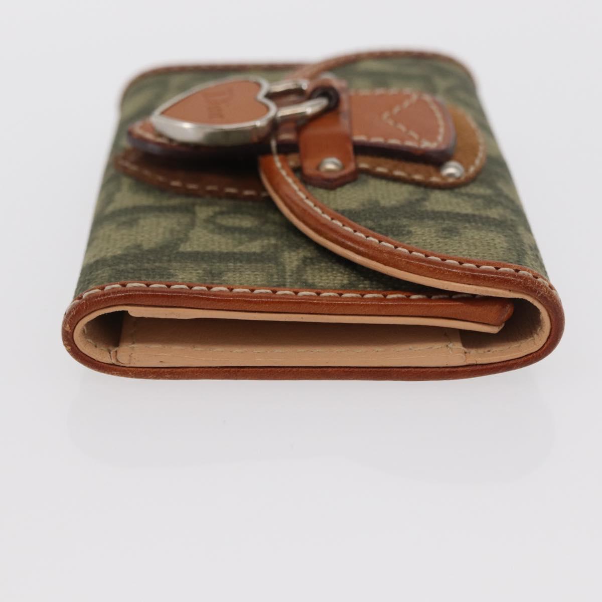 Christian Dior Trotter Romantic Key Case PVC Khaki Silver Auth 169647V