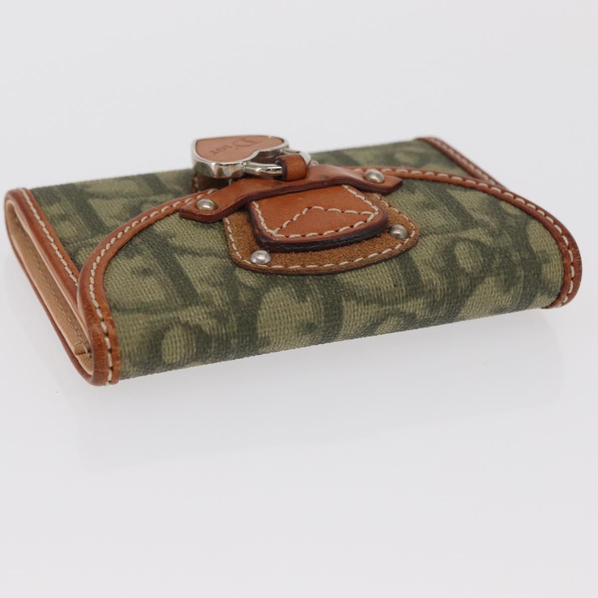 Christian Dior Trotter Romantic Key Case PVC Khaki Silver Auth 169647V
