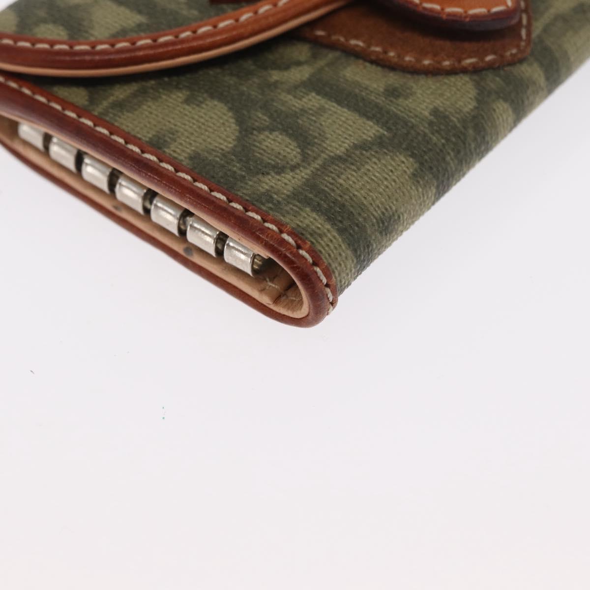 Christian Dior Trotter Romantic Key Case PVC Khaki Silver Auth 169647V