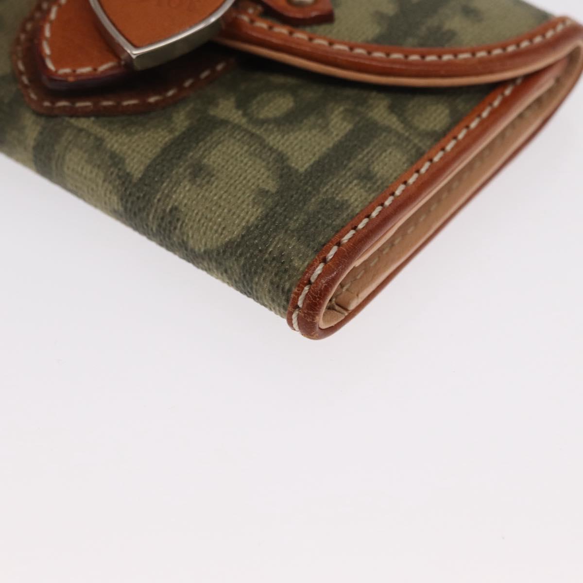 Christian Dior Trotter Romantic Key Case PVC Khaki Silver Auth 169647V