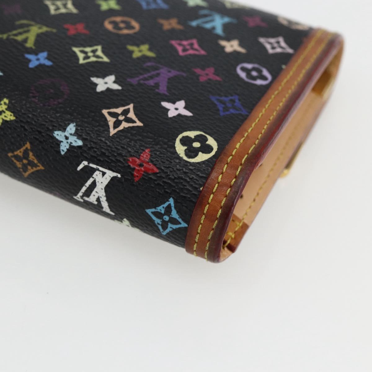 LOUIS VUITTON Monogram Multicolor Porte Tresor Wallet Black M92658 Auth 169654