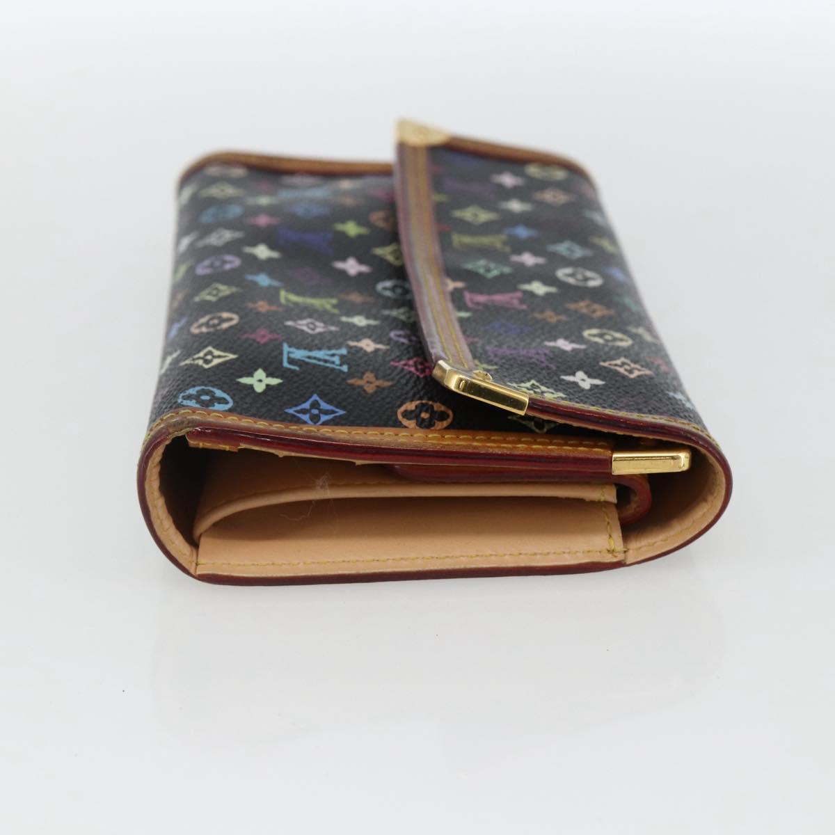 LOUIS VUITTON Monogram Multicolor Porte Tresor Wallet Black M92658 Auth 169654