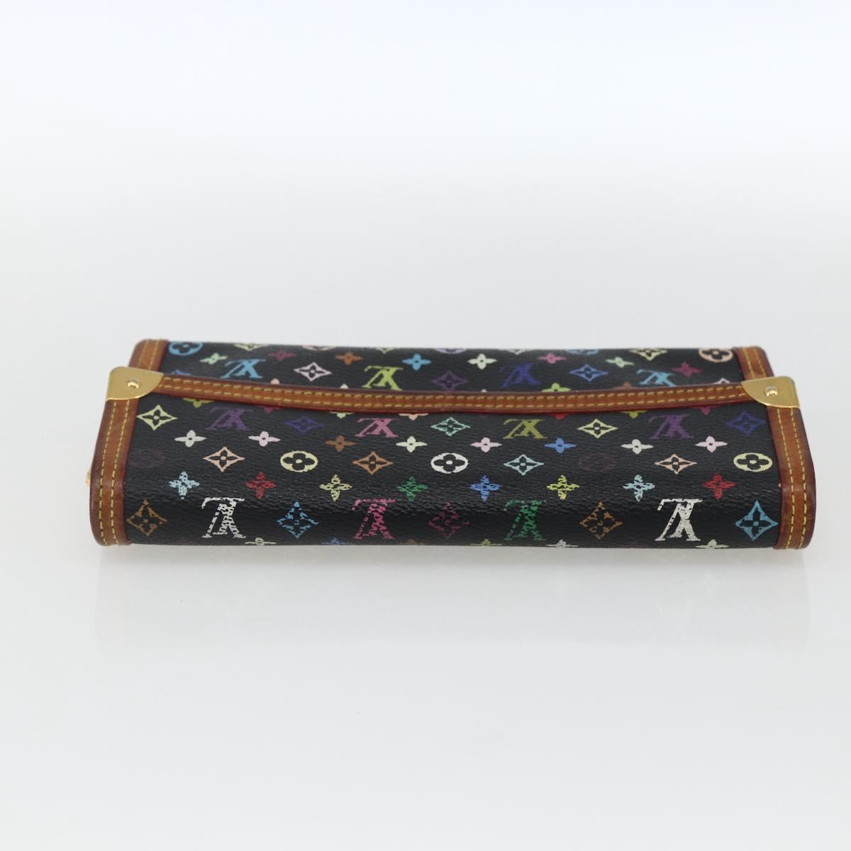 LOUIS VUITTON Monogram Multicolor Porte Tresor Wallet Black M92658 Auth 169654