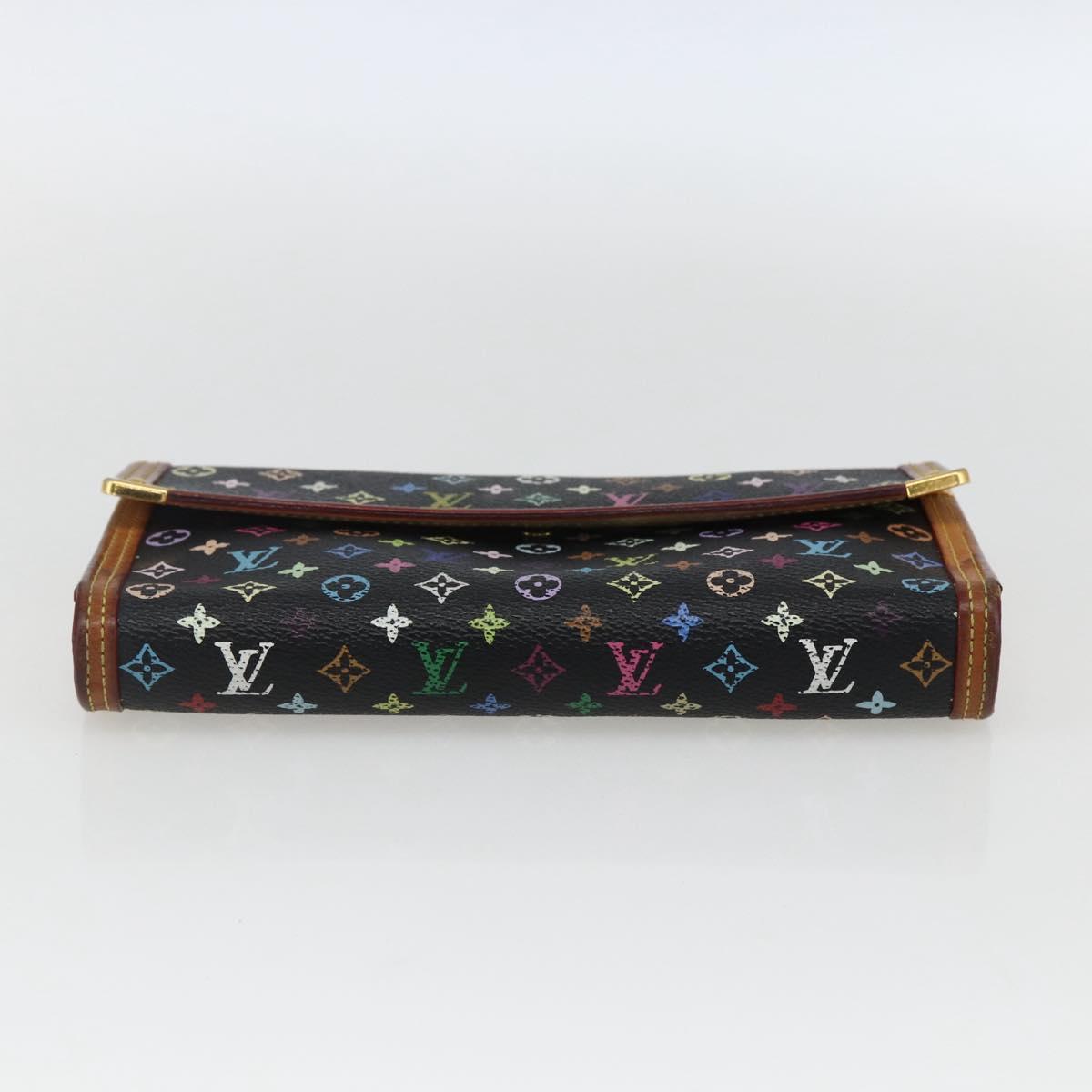 LOUIS VUITTON Monogram Multicolor Porte Tresor Wallet Black M92658 Auth 169654