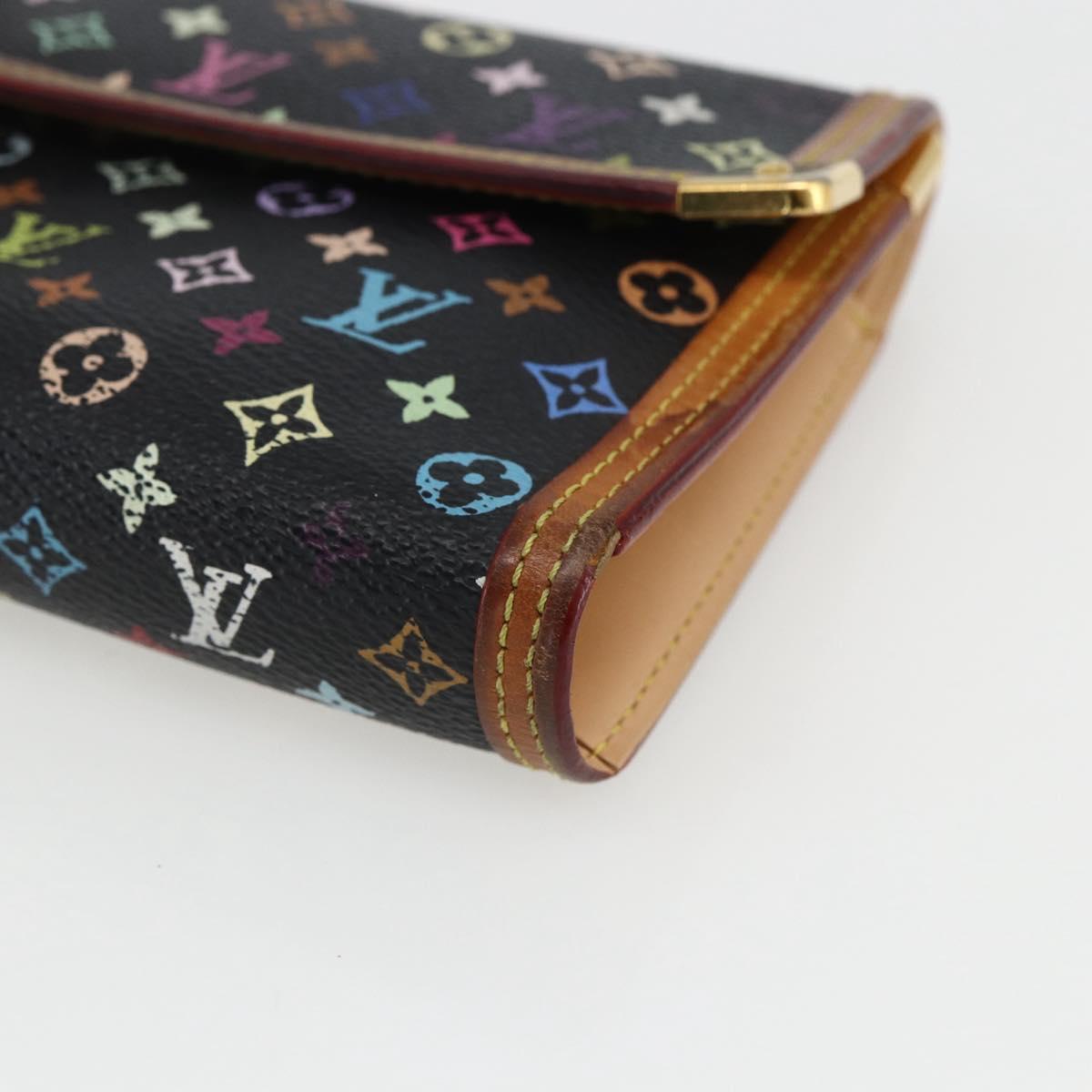 LOUIS VUITTON Monogram Multicolor Porte Tresor Wallet Black M92658 Auth 169654