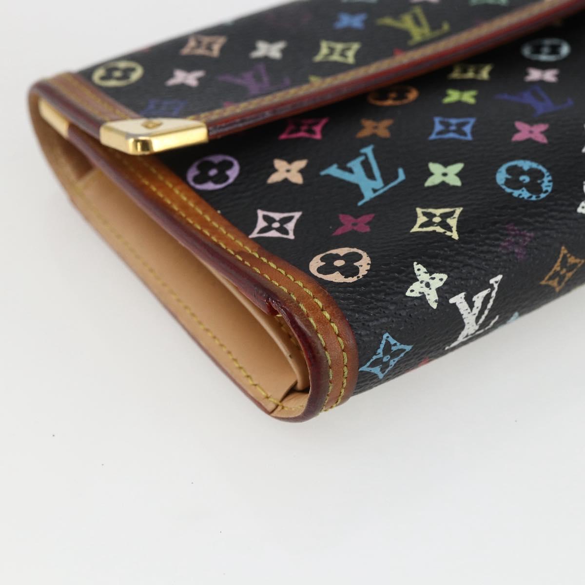LOUIS VUITTON Monogram Multicolor Porte Tresor Wallet Black M92658 Auth 169654