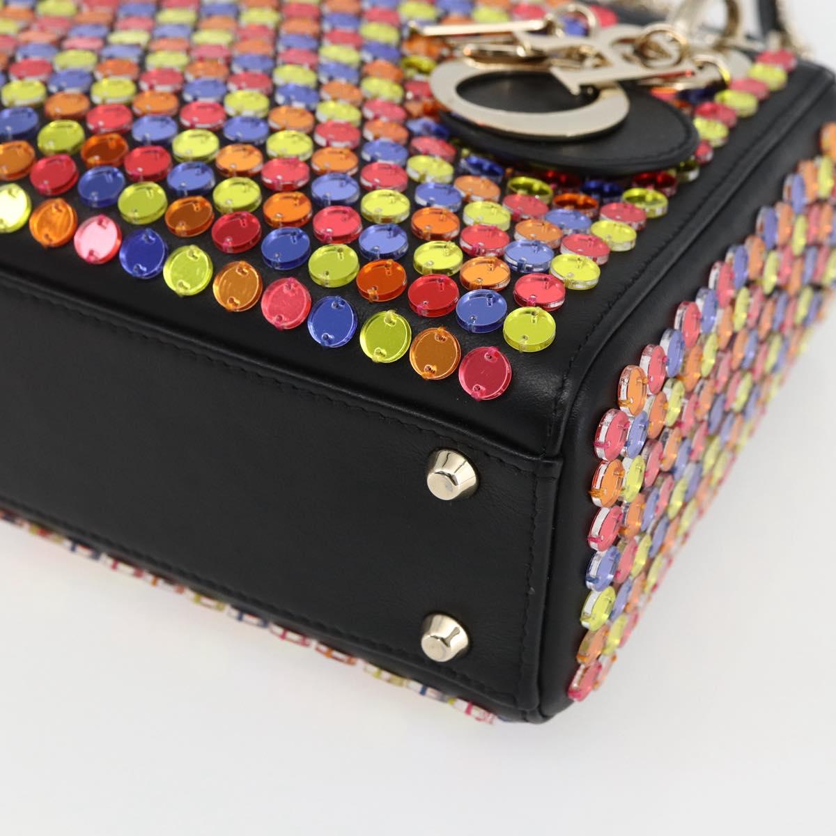 Christian Dior Chain Lady Dior Bag Leather 2way Multicolor Gold Auth 169657SM