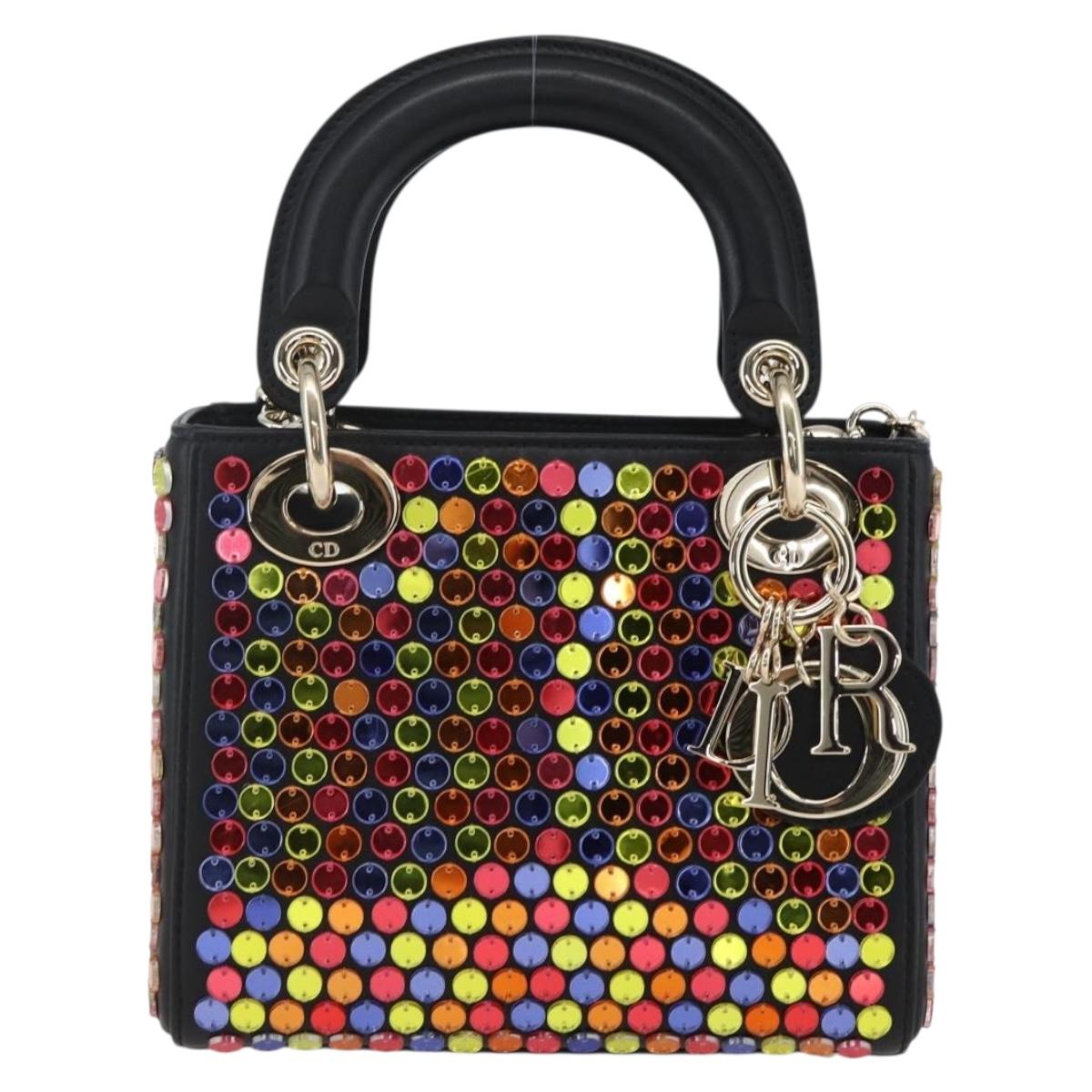 Christian Dior Chain Lady Dior Bag Leather 2way Multicolor Gold Auth 169657SM