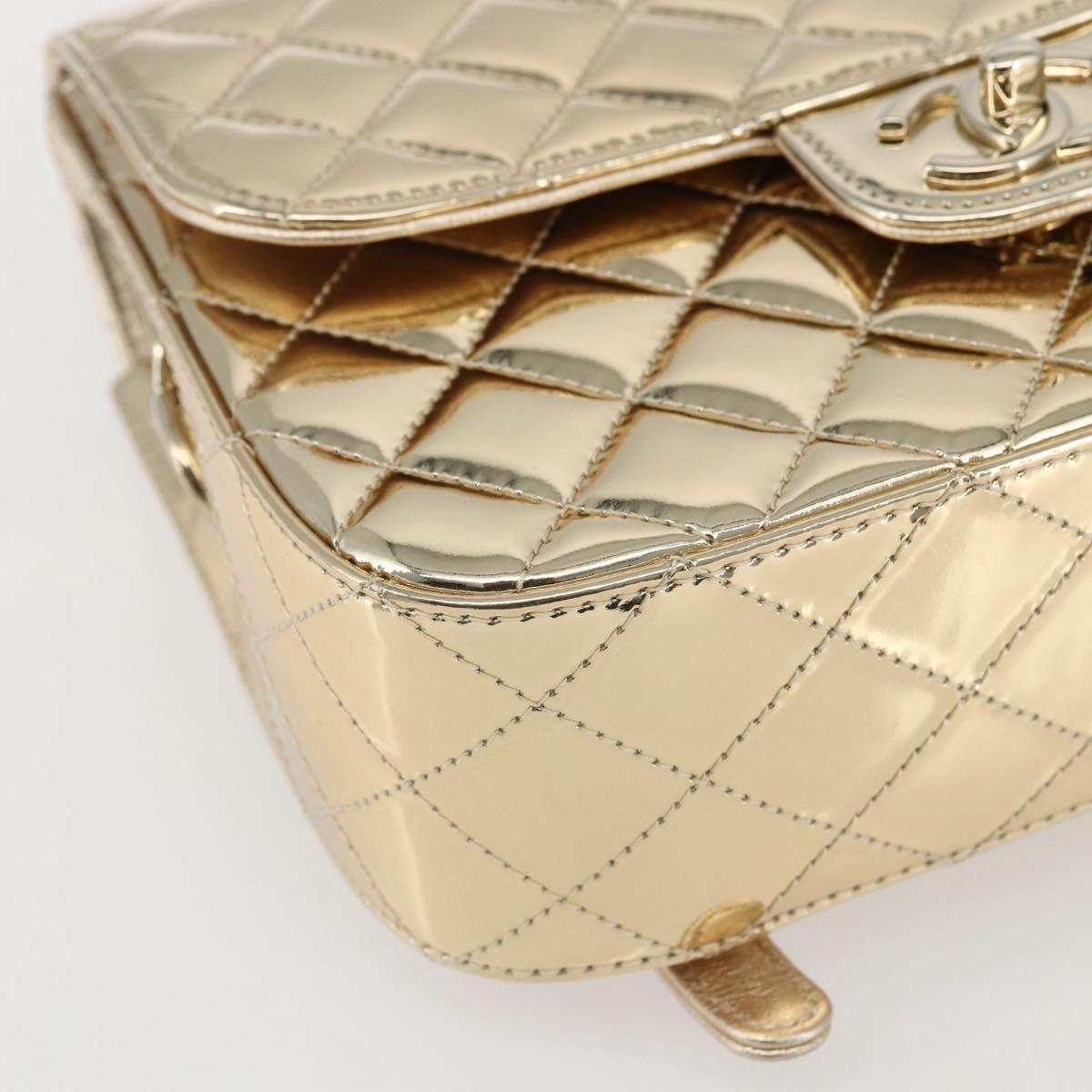 CHANEL Matelasse Backpack Patent leather Gold CC Auth 169659SM