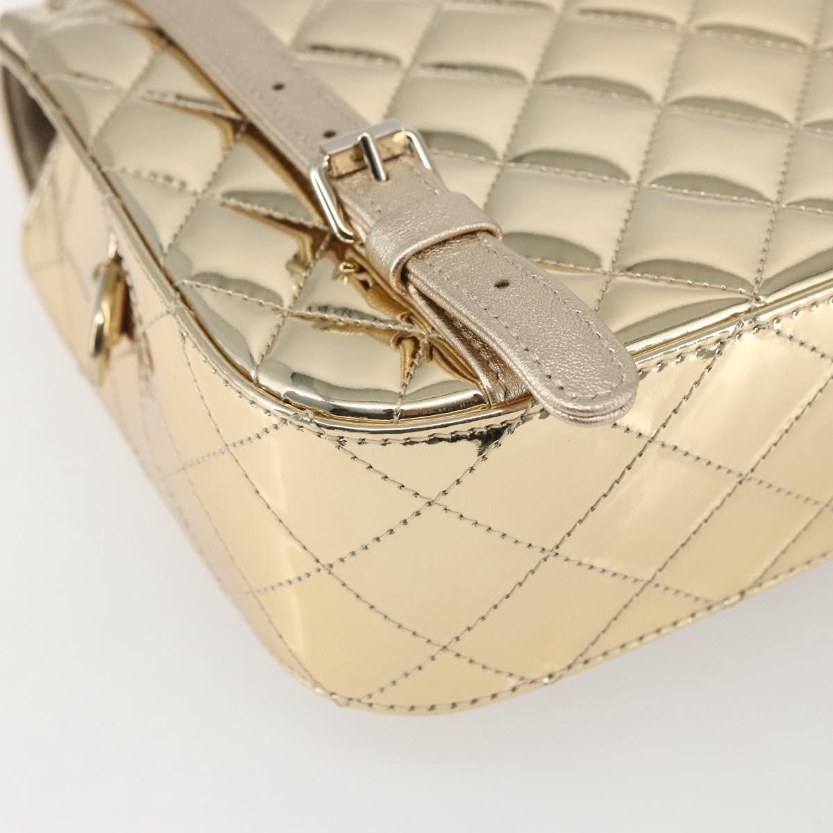 CHANEL Matelasse Backpack Patent leather Gold CC Auth 169659SM