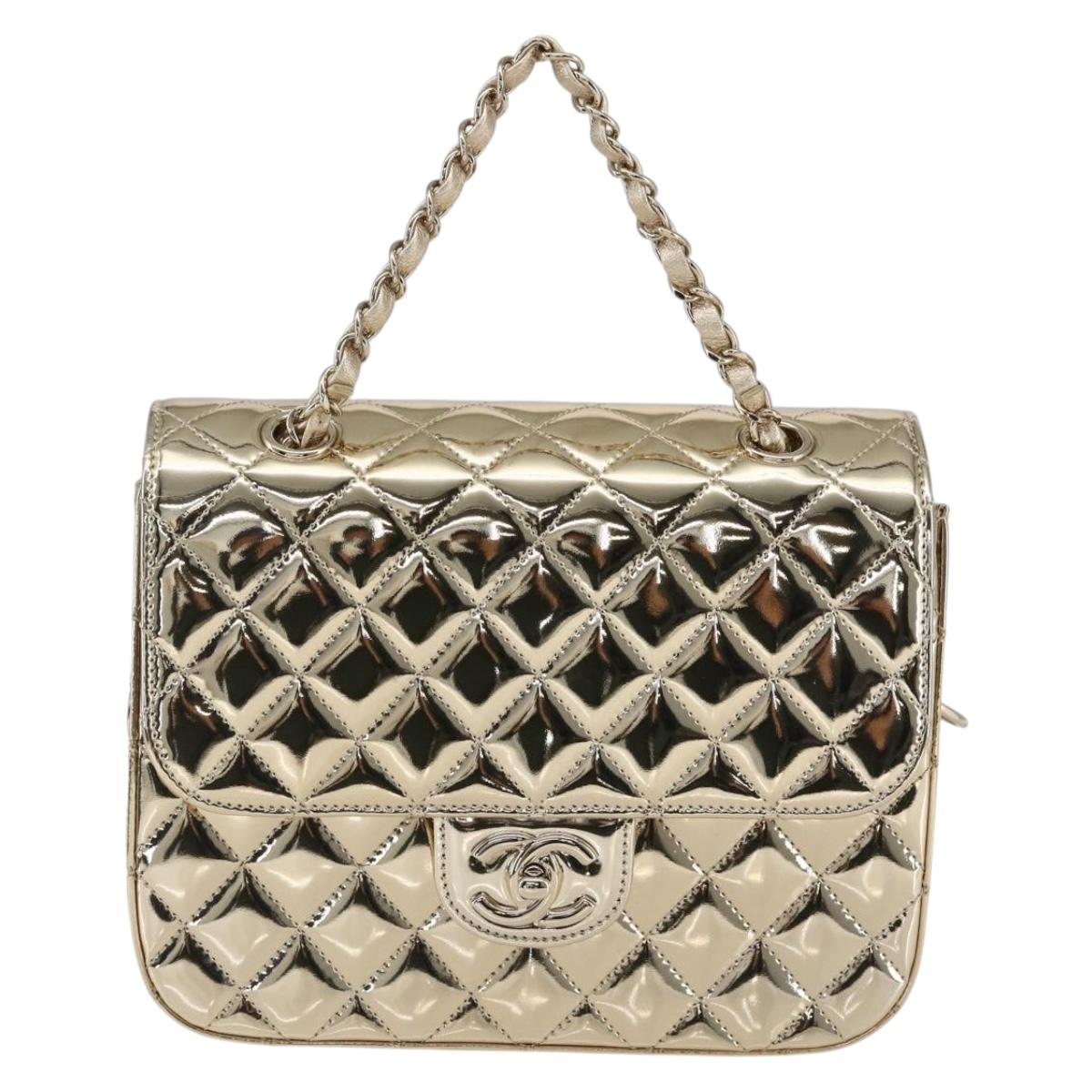 CHANEL Matelasse Backpack Patent leather Gold CC Auth 169659SM
