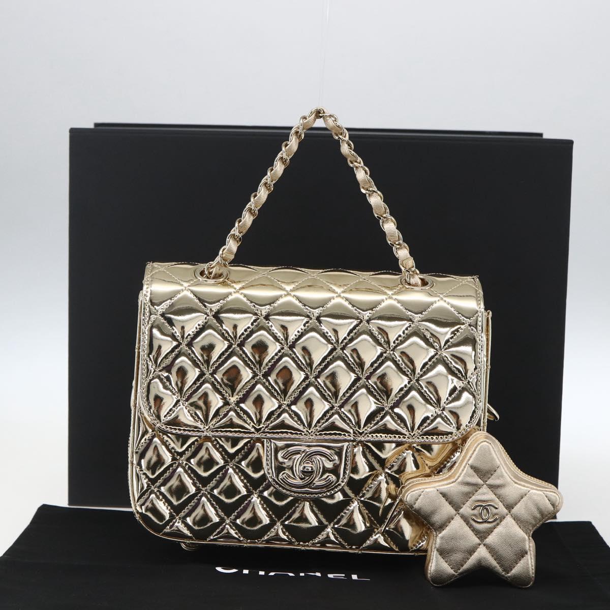 CHANEL Matelasse Backpack Patent leather Gold CC Auth 169659SM
