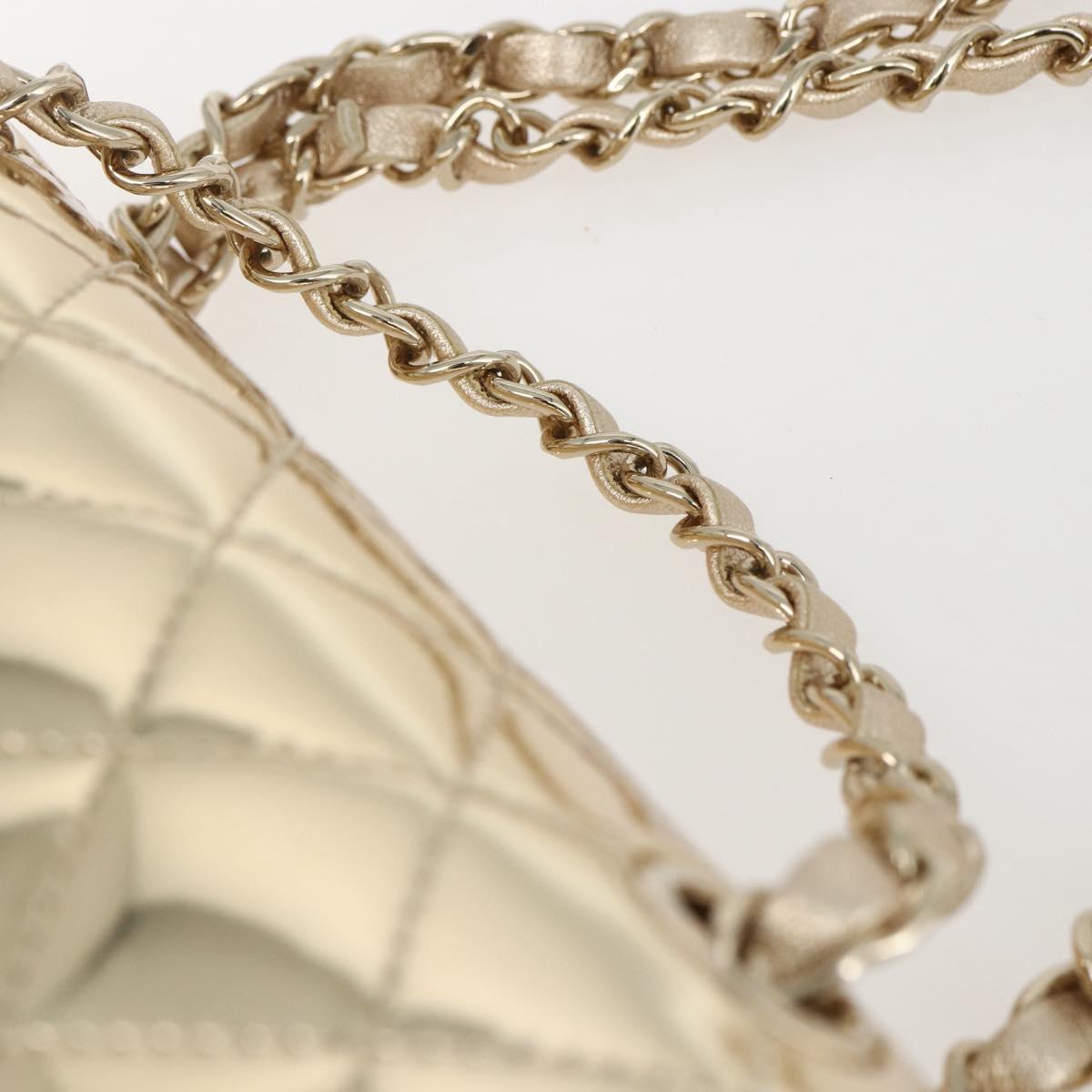 CHANEL Matelasse Backpack Patent leather Gold CC Auth 169659SM