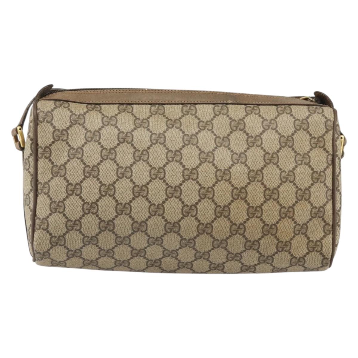 GUCCI GG Supreme Web Sherry Line Bag PVC Beige Gold 89 02 017 Auth 169674