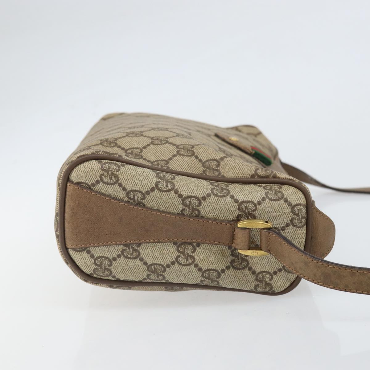 GUCCI GG Supreme Web Sherry Line Bag PVC Beige Gold 89 02 017 Auth 169674