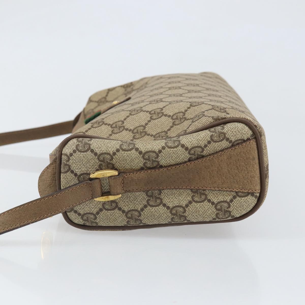 GUCCI GG Supreme Web Sherry Line Bag PVC Beige Gold 89 02 017 Auth 169674