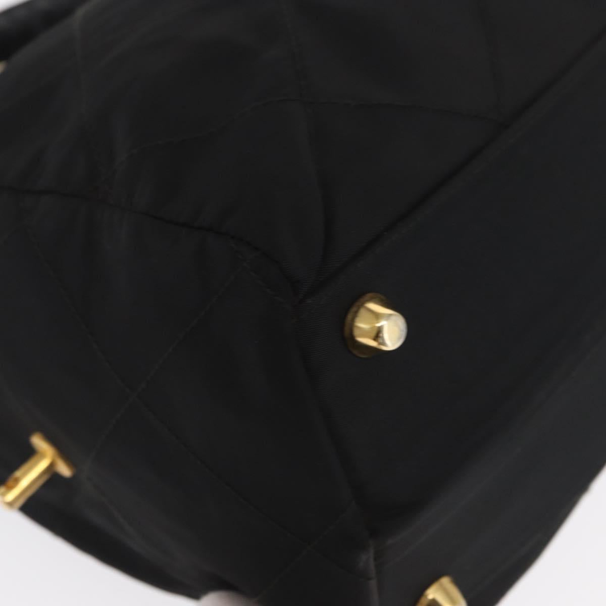 PRADA Chain Hand Bag Nylon Black Gold Auth 169679