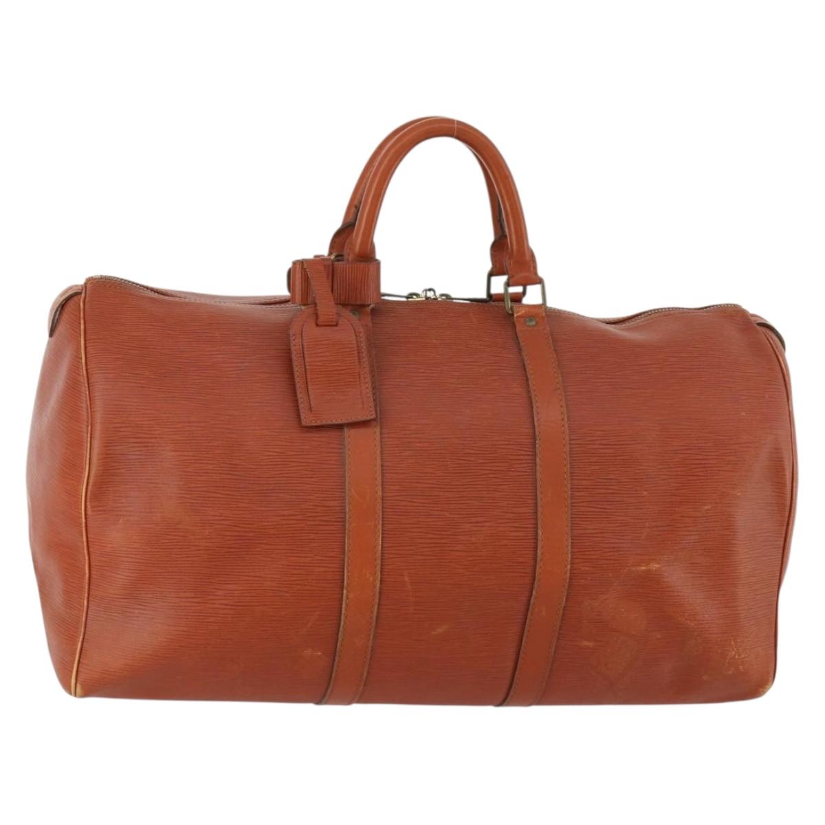 LOUIS VUITTON Epi Keepall 50 Boston Bag Brown M42968 LV Auth 169690