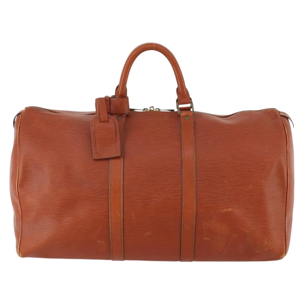 LOUIS VUITTON Epi Keepall 50 Boston Bag Brown M42968 LV Auth 169690