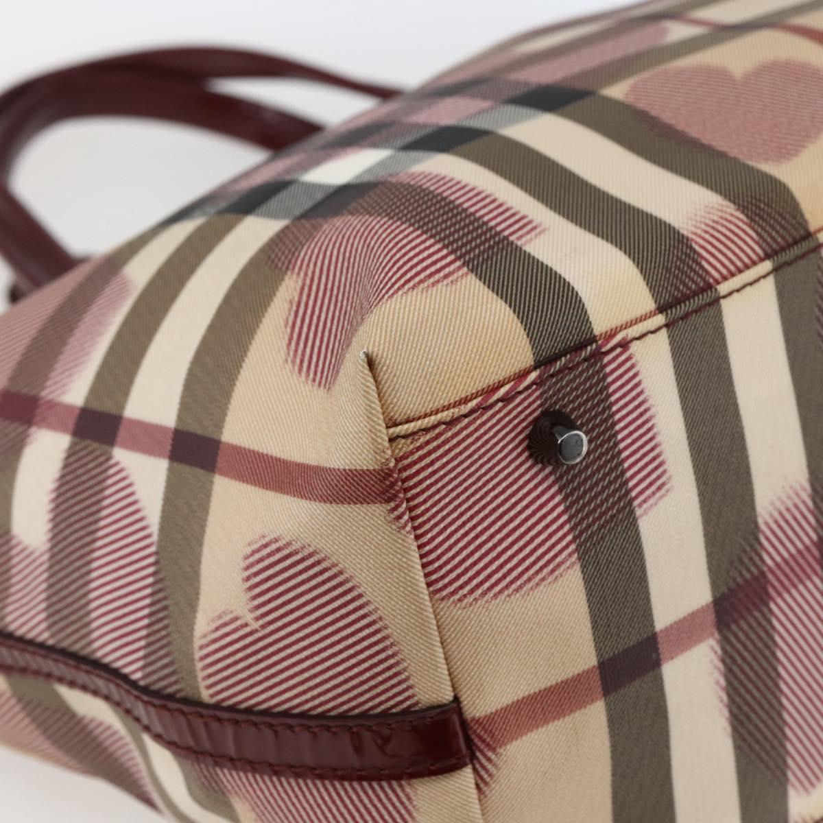 BURBERRY Nova Check Tote Bag PVC Leather Beige Auth 169694
