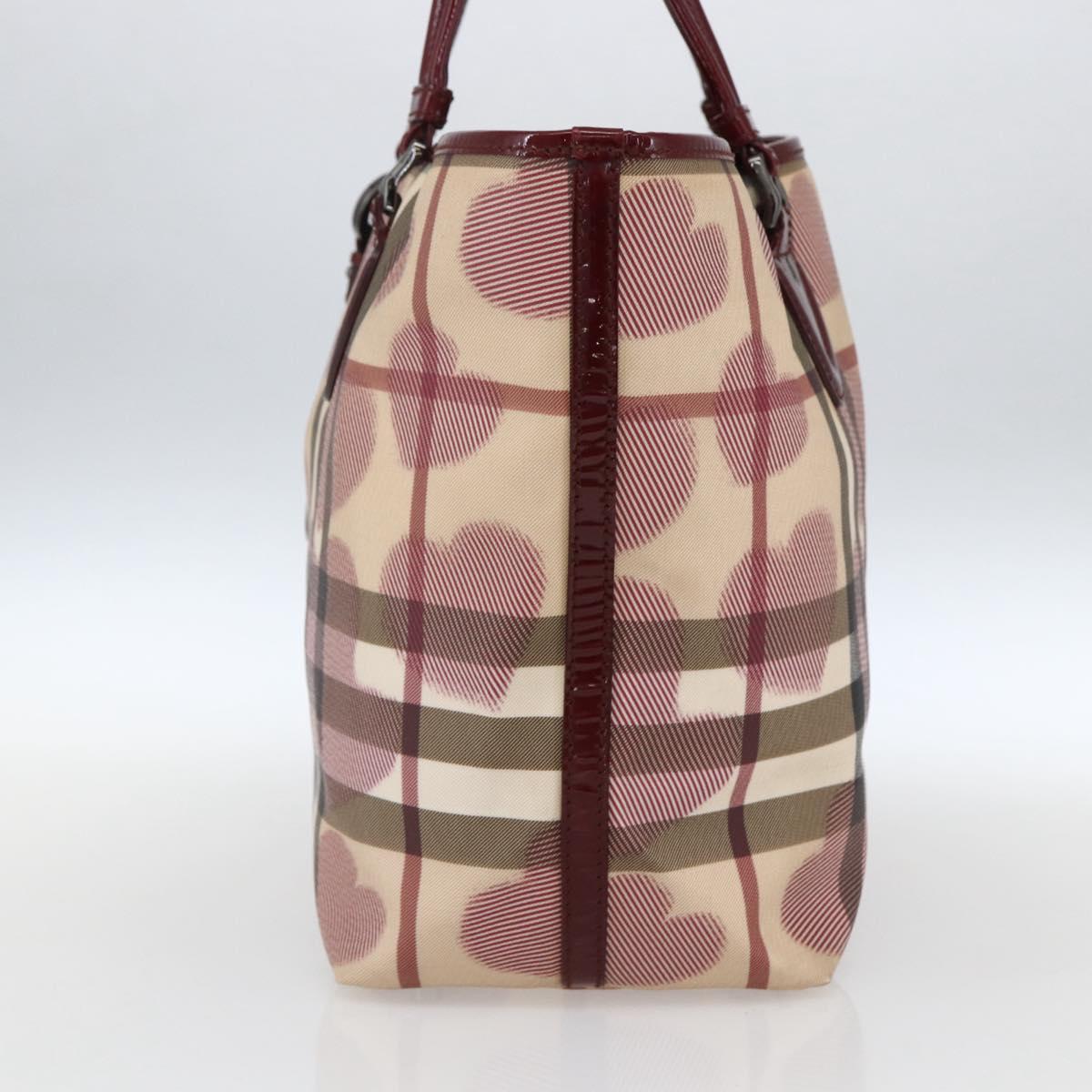 BURBERRY Nova Check Tote Bag PVC Leather Beige Auth 169694