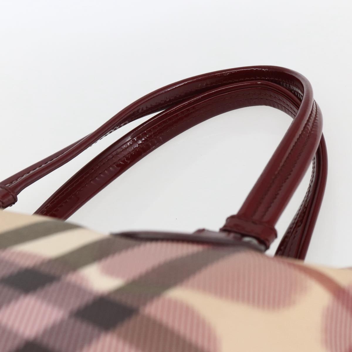 BURBERRY Nova Check Tote Bag PVC Leather Beige Auth 169694