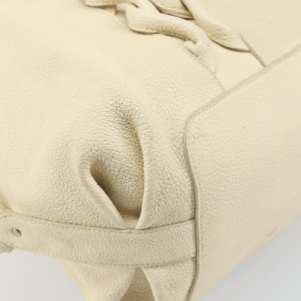 Salvatore Ferragamo Gancini Tote Bag Leather Silver Ivory Auth 169702