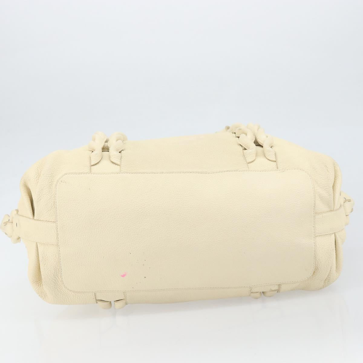 Salvatore Ferragamo Gancini Tote Bag Leather Silver Ivory Auth 169702