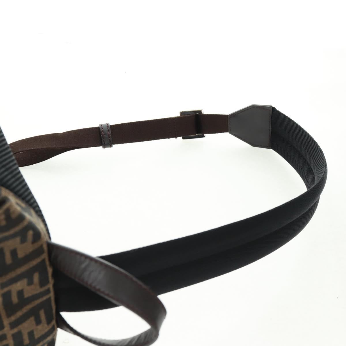 FENDI Zucca Canvas Fendines Body Bag Black Brown Auth 169704M