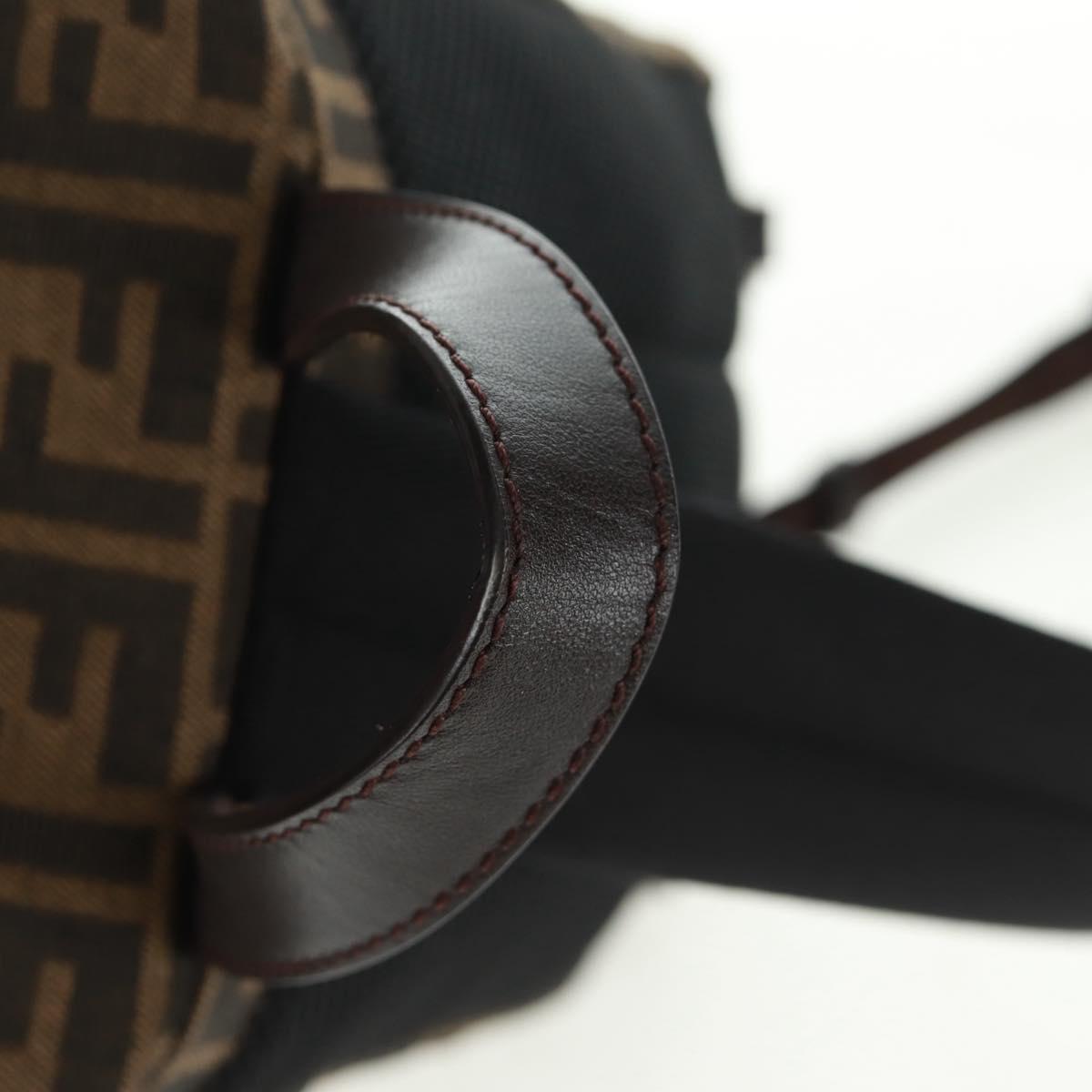 FENDI Zucca Canvas Fendines Body Bag Black Brown Auth 169704M
