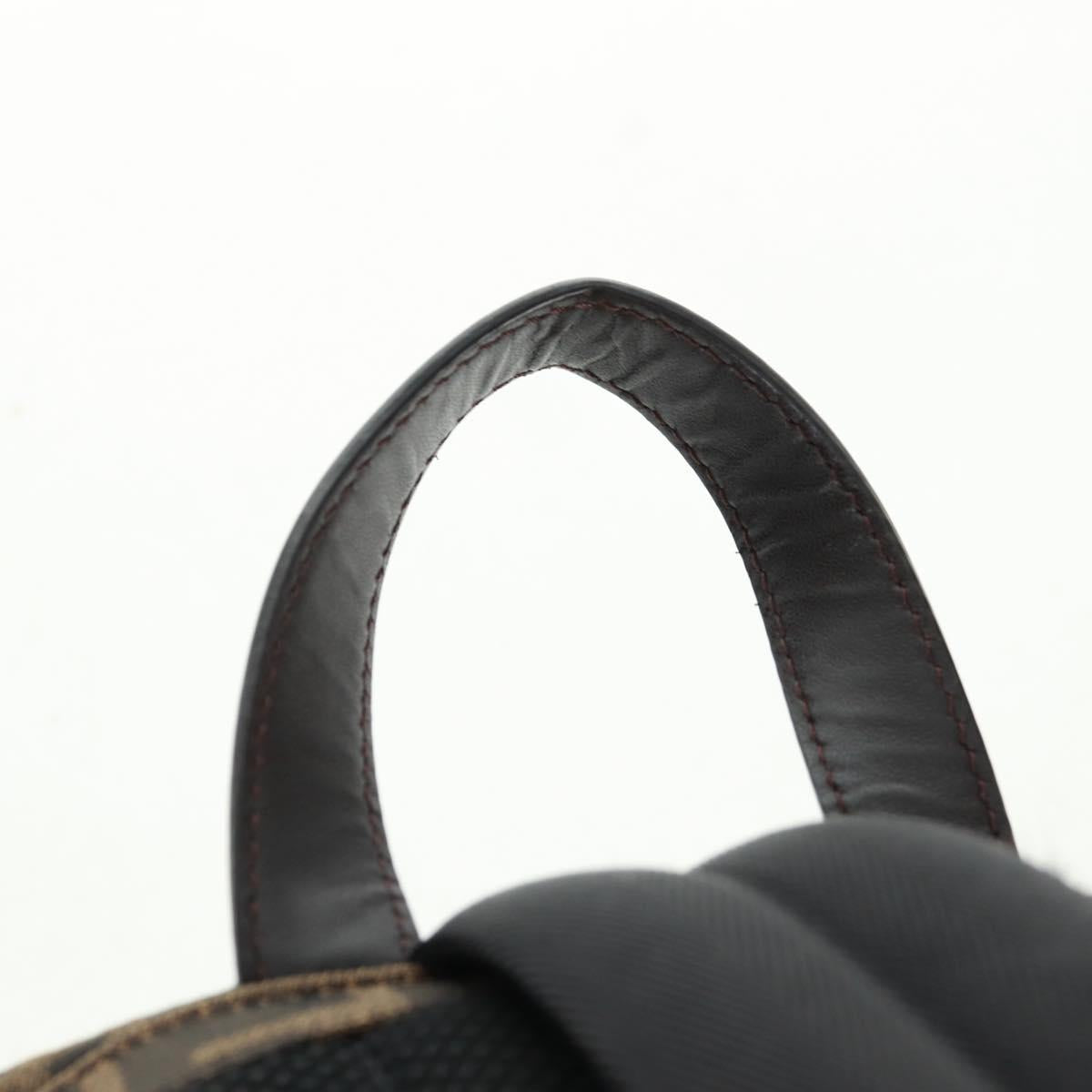 FENDI Zucca Canvas Fendines Body Bag Black Brown Auth 169704M