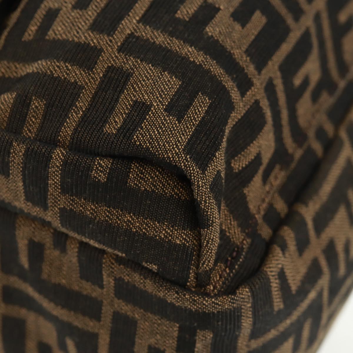 FENDI Zucca Canvas Fendines Body Bag Black Brown Auth 169704M