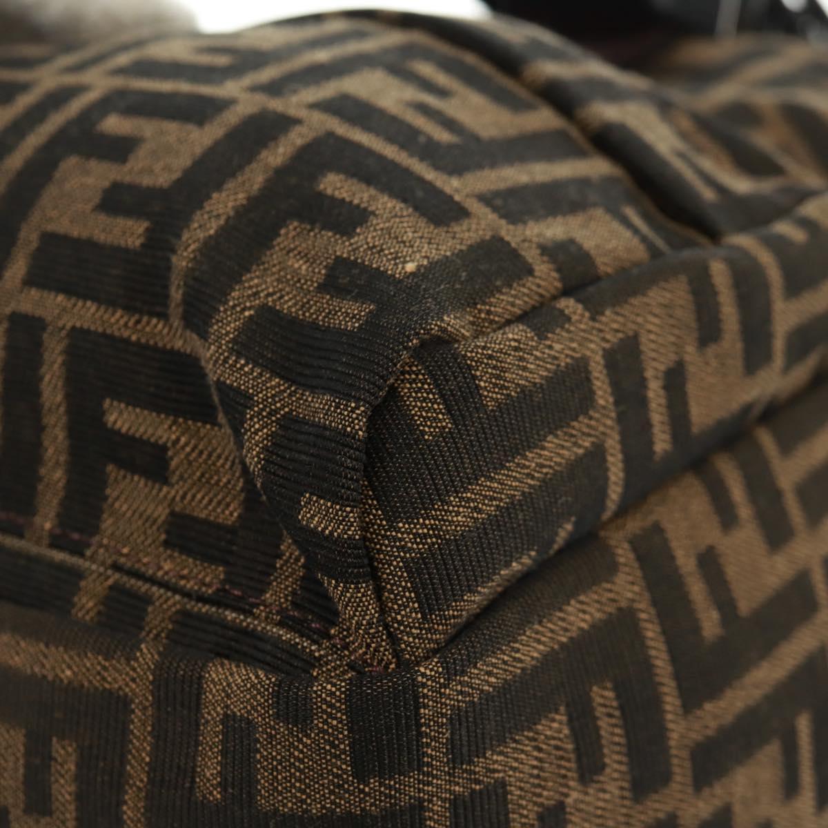 FENDI Zucca Canvas Fendines Body Bag Black Brown Auth 169704M