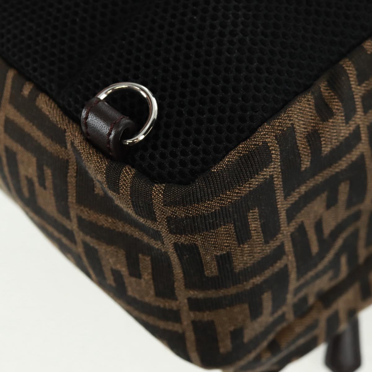 FENDI Zucca Canvas Fendines Body Bag Black Brown Auth 169704M