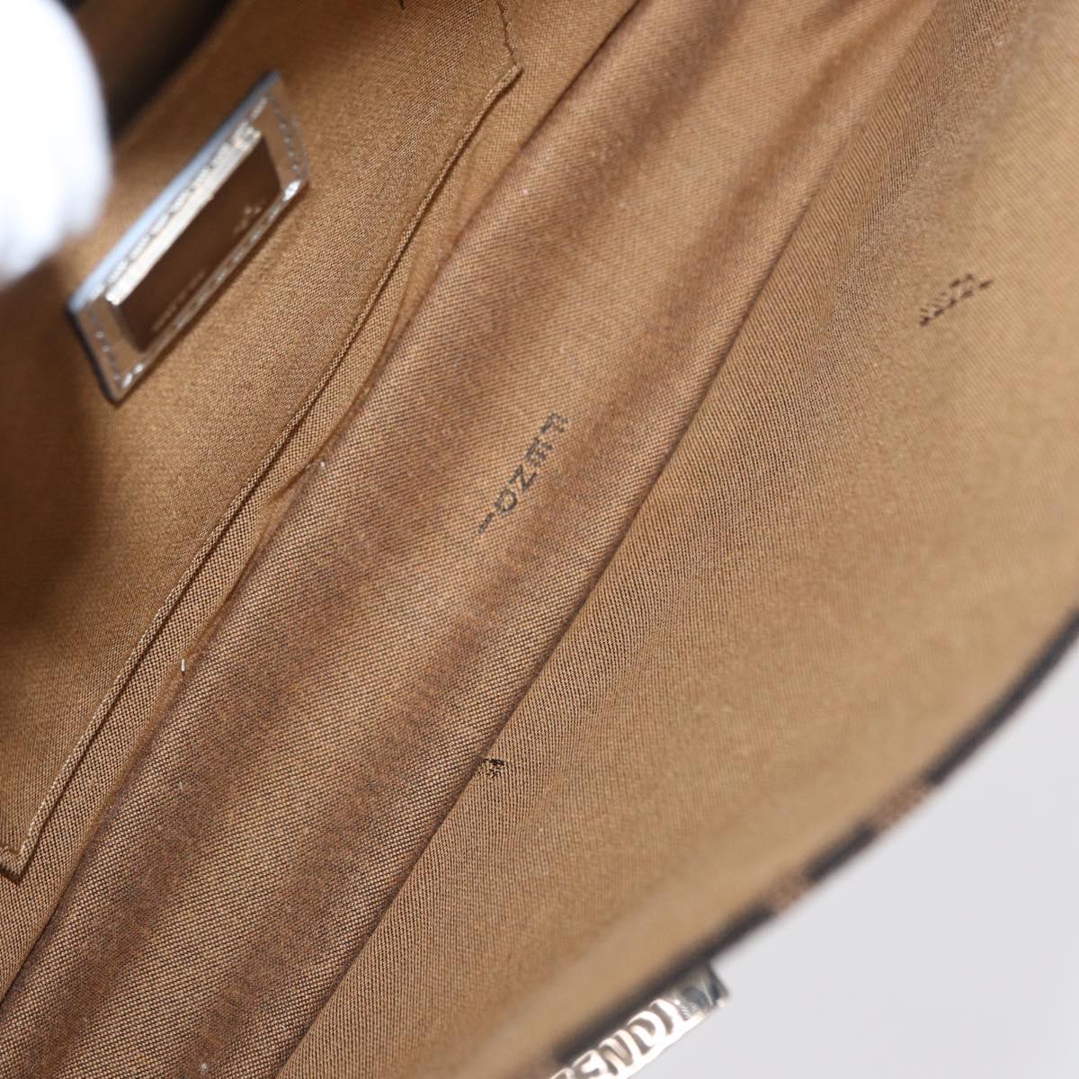 FENDI Zucca Canvas Shoulder Bag Black Brown Auth 169711V