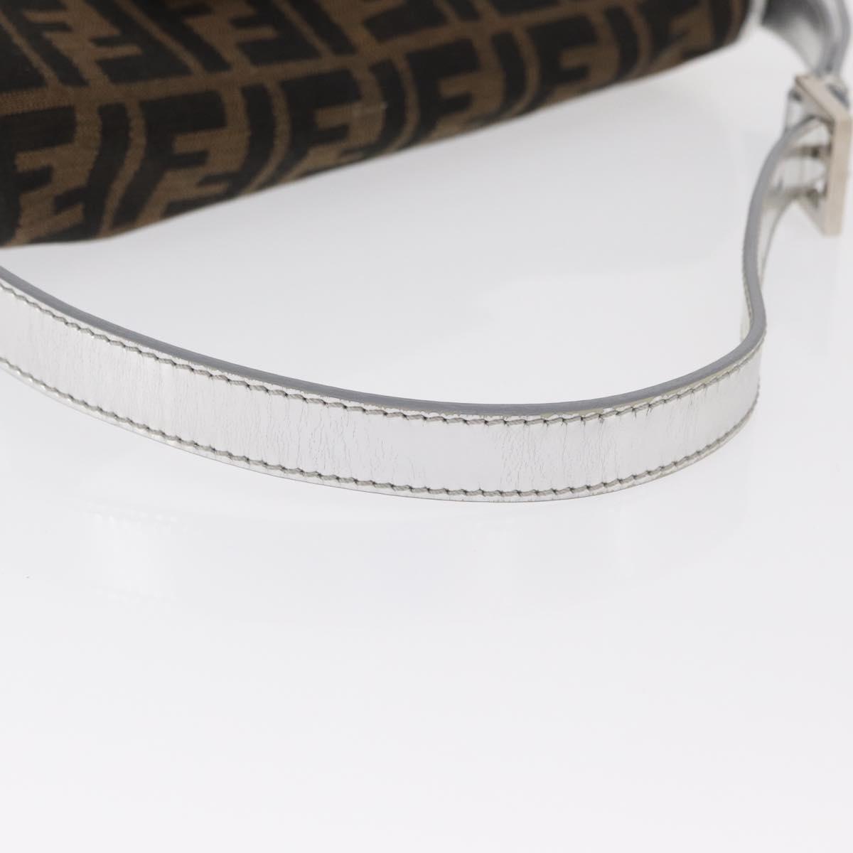 FENDI Zucca Canvas Shoulder Bag Black Brown Auth 169711V