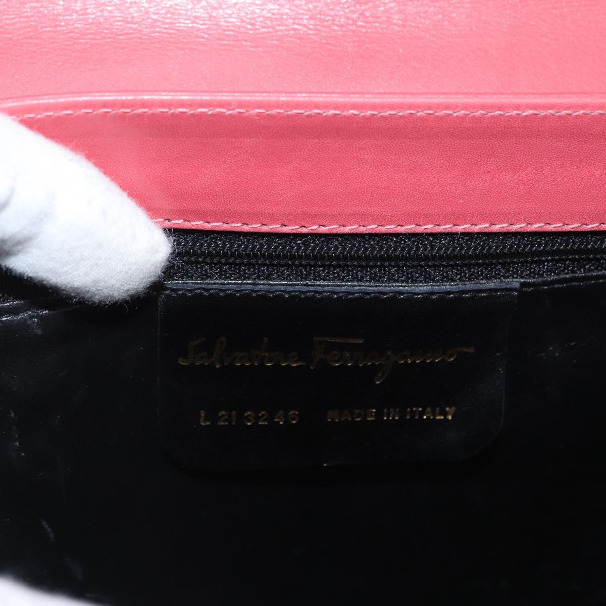Salvatore Ferragamo Chain Shoulder Bag Leather Pink Gold Auth 169714