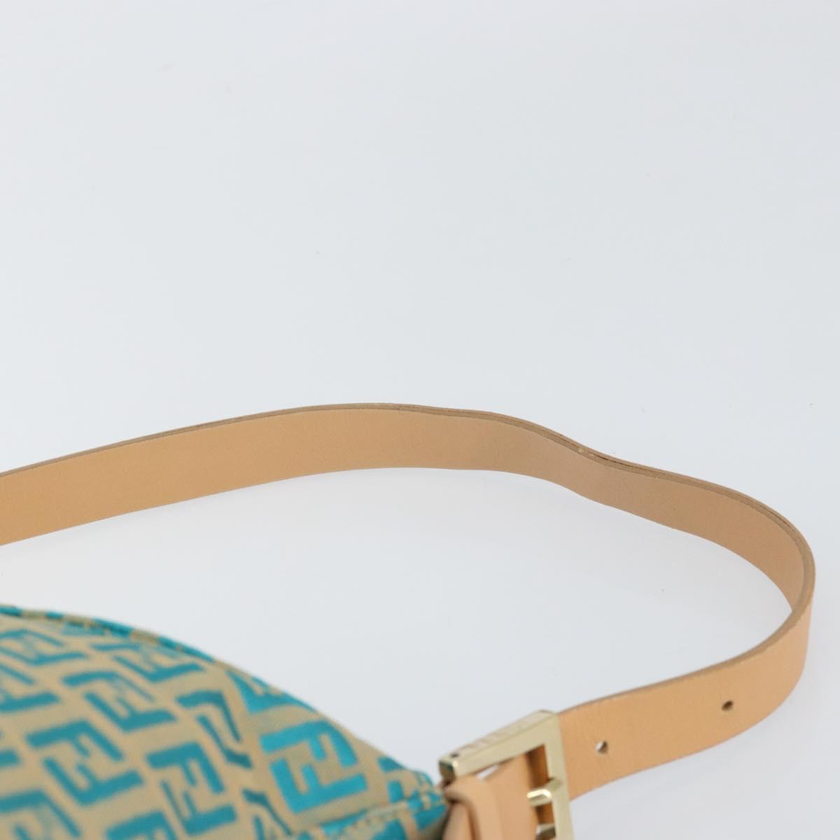 FENDI Zucchino Canvas Mamma Baguette Shoulder Bag Blue Gold Auth 169717SAV