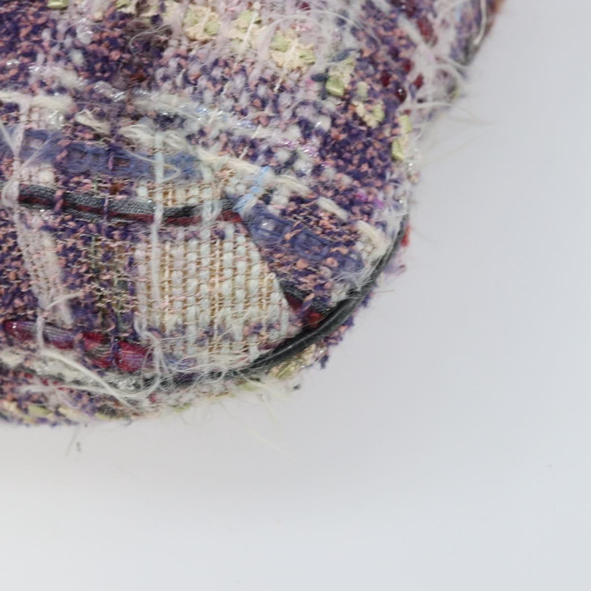 CHANEL Chain Camelia Shoulder Bag Tweed Multicolor Silver CC Auth 169721SAV