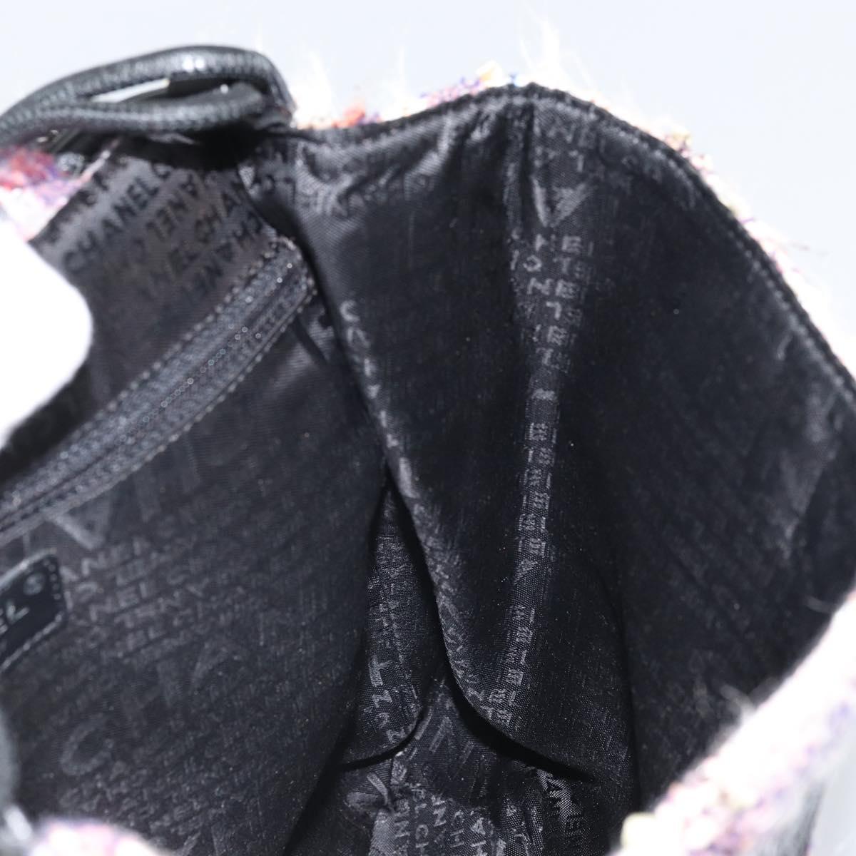 CHANEL Chain Camelia Shoulder Bag Tweed Multicolor Silver CC Auth 169721SAV