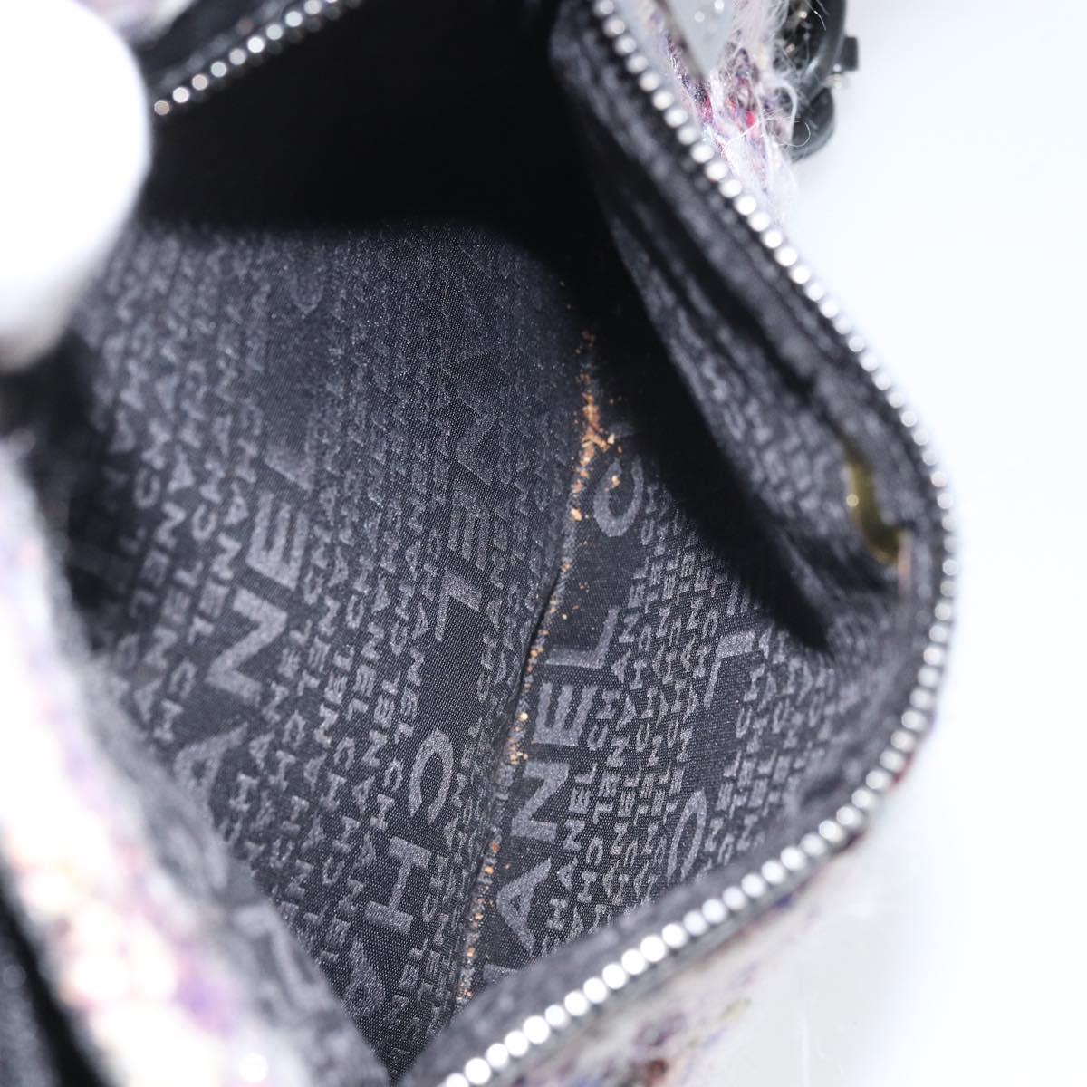 CHANEL Chain Camelia Shoulder Bag Tweed Multicolor Silver CC Auth 169721SAV