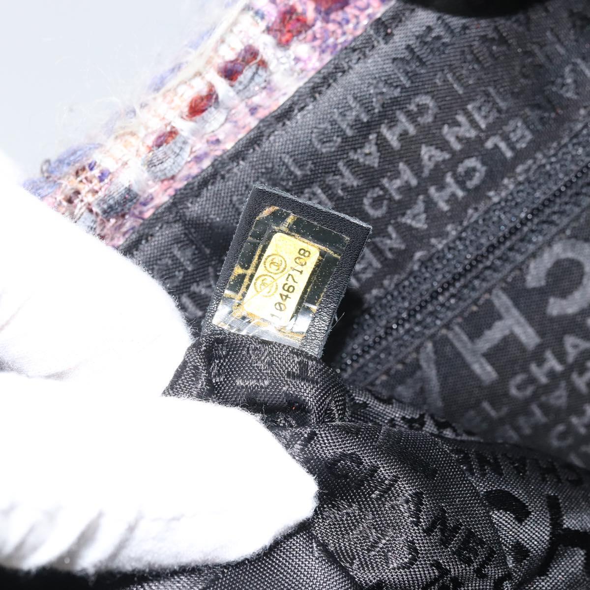 CHANEL Chain Camelia Shoulder Bag Tweed Multicolor Silver CC Auth 169721SAV