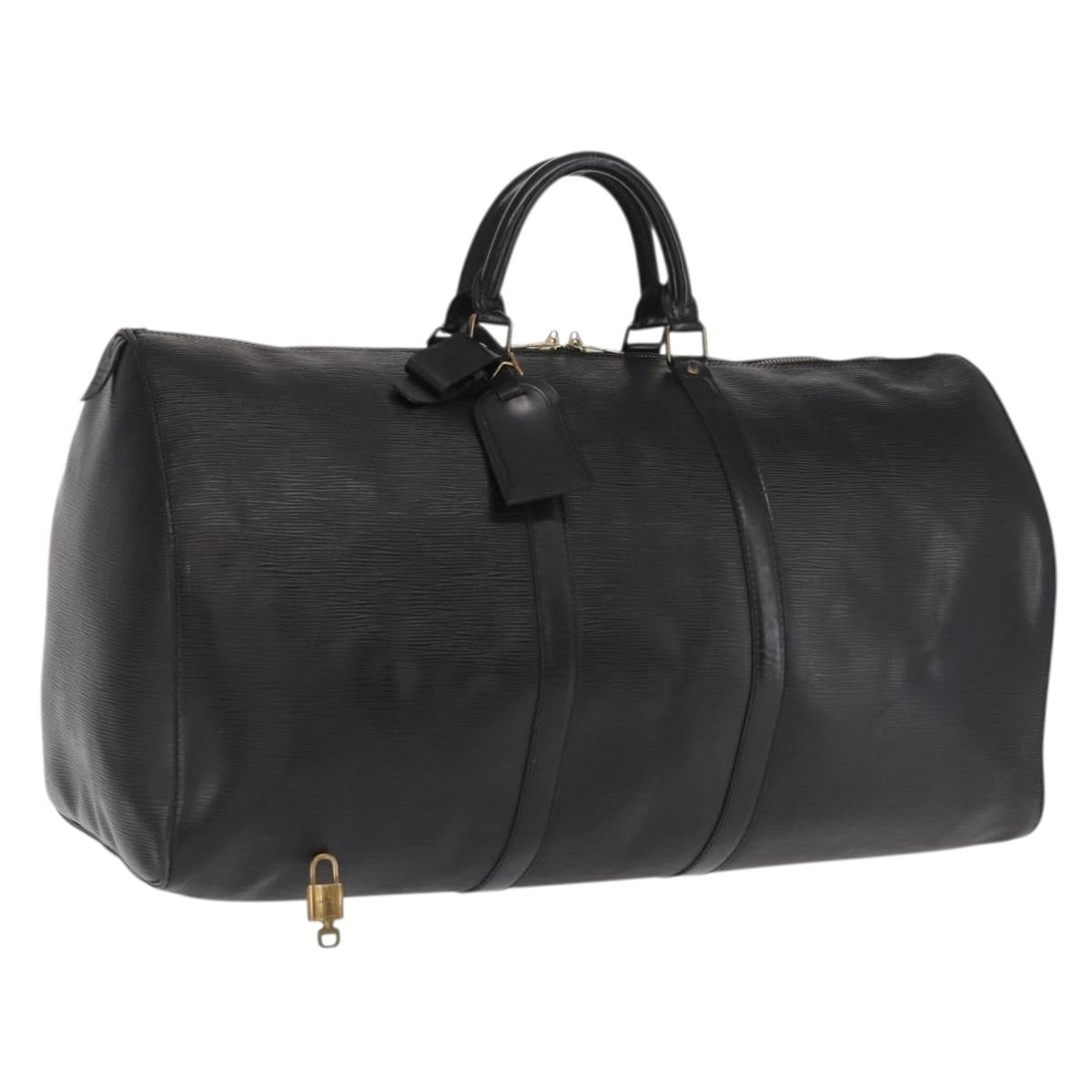 LOUIS VUITTON Epi Keepall 55 Boston Bag Noir Black M42952 LV Auth 169722V