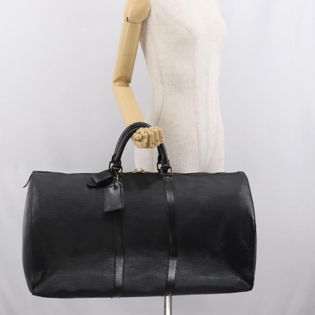 LOUIS VUITTON Epi Keepall 55 Boston Bag Noir Black M42952 LV Auth 169722V