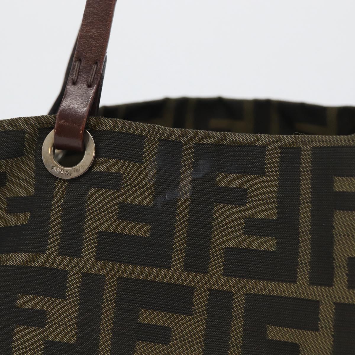 FENDI Zucca Canvas Tote Bag Black Brown Auth 169725