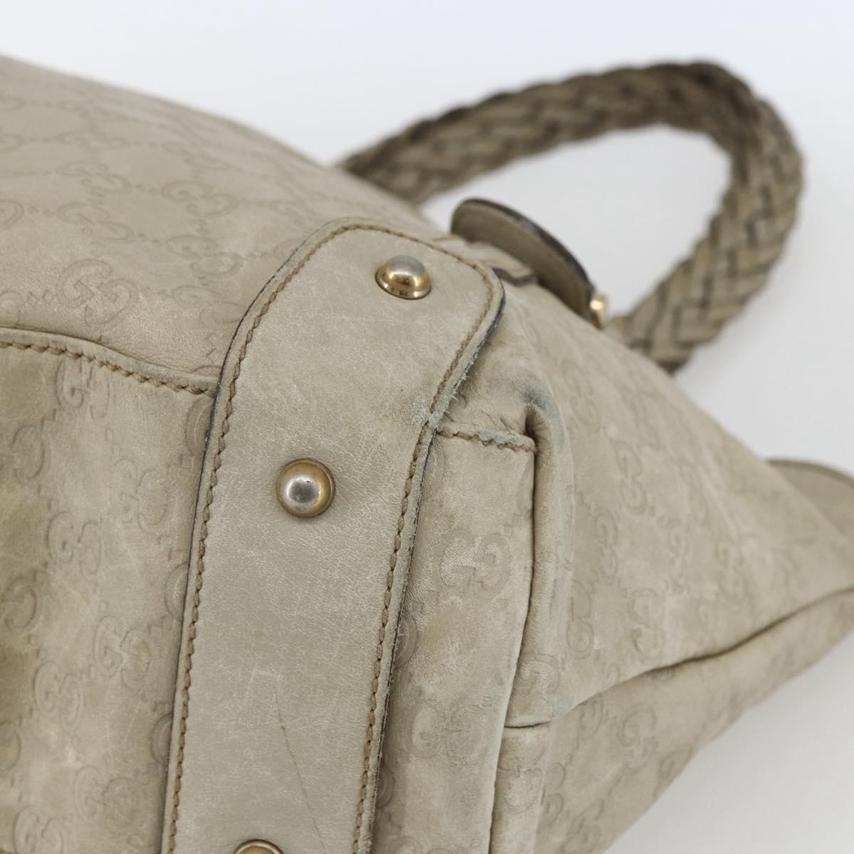 GUCCI GG Canvas Guccissima Horsebit Bag Leather Ivory Gold 137621 Auth 169728